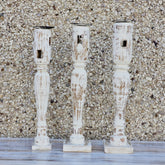 Indian Wooden Hand Carved Candle Holder Stand (Set of 3) 288